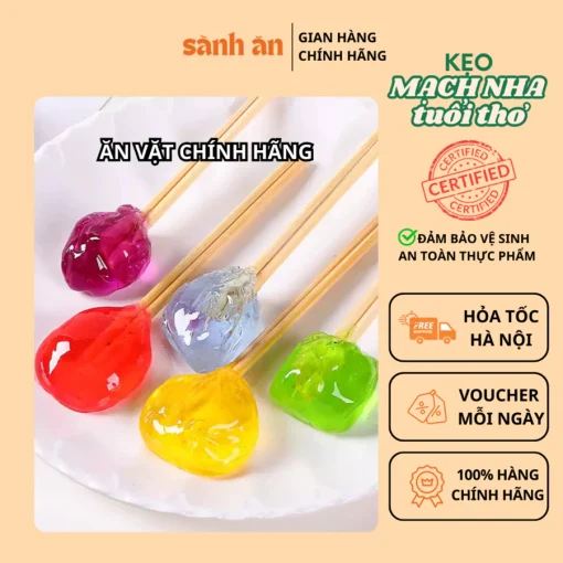 Kẹo Mạch Nha Tuổi Thơ SÀNH ĂN, Món Quà Vặt Ngon, Hương Vị Thân Thuộc, Tự Nhiên Không Chất Bảo Quản