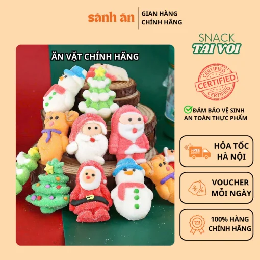 Kẹo Dẻo Giáng Sinh SÀNH ĂN, Kẹo Bọc Đường Thơm Ngon, Ngọt Ngào, Quà Tặng Dịp Lễ Giáng Sinh Noel